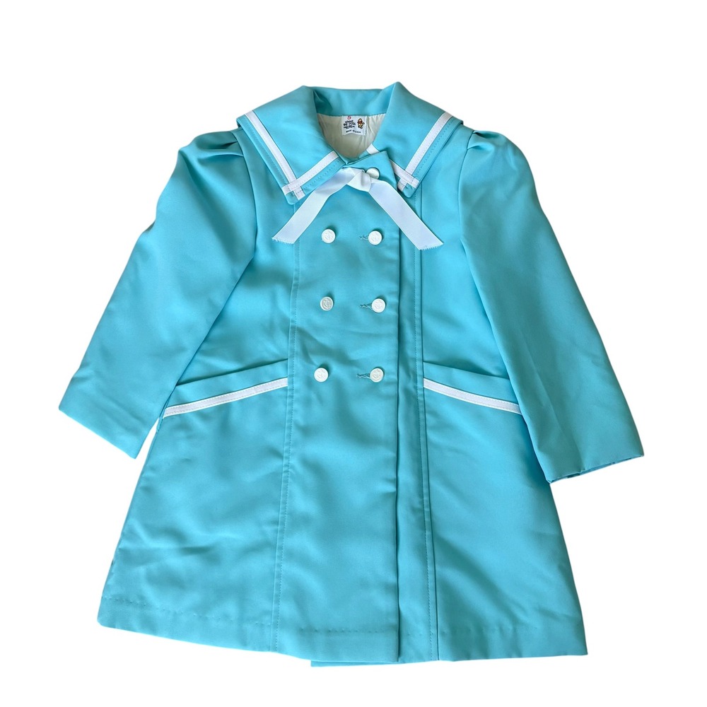 Vintage Rare Winnie the Pooh Disney Sailor Pea Coat Blue Nautical Jacket Sz 5 US